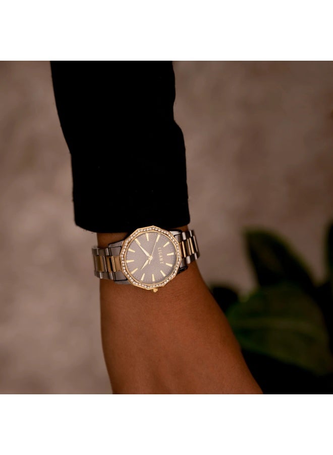 LIGANT Luxury Women's Stainless Steel Watch in Gold & Silver - Elegant Modern Design - Rust Resistant Metallic Wristwatch for Events & Daily Wear - Image 2