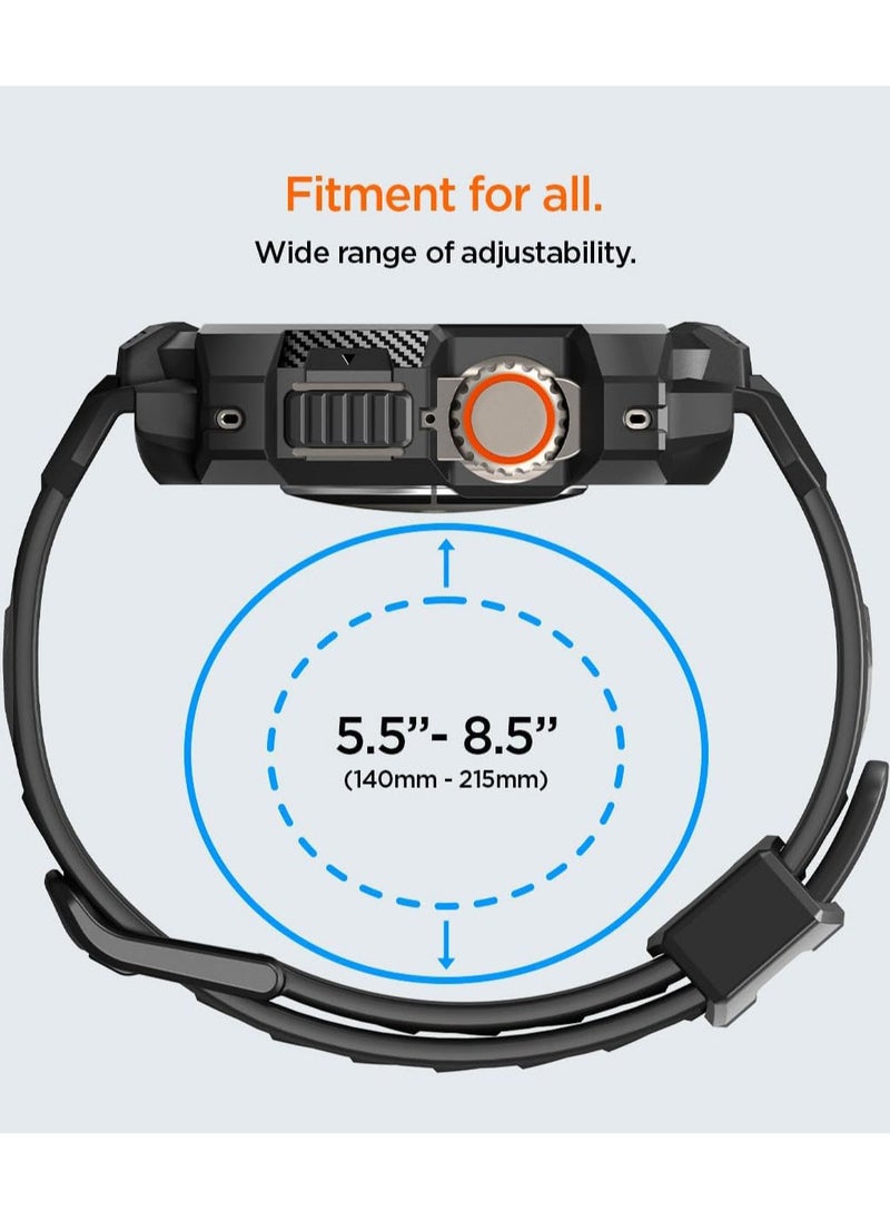 Spigen - Rugged Armor Pro for Apple Watch Ultra 2 / Ultra 49mm Case Cover with Band - Black - Image 1