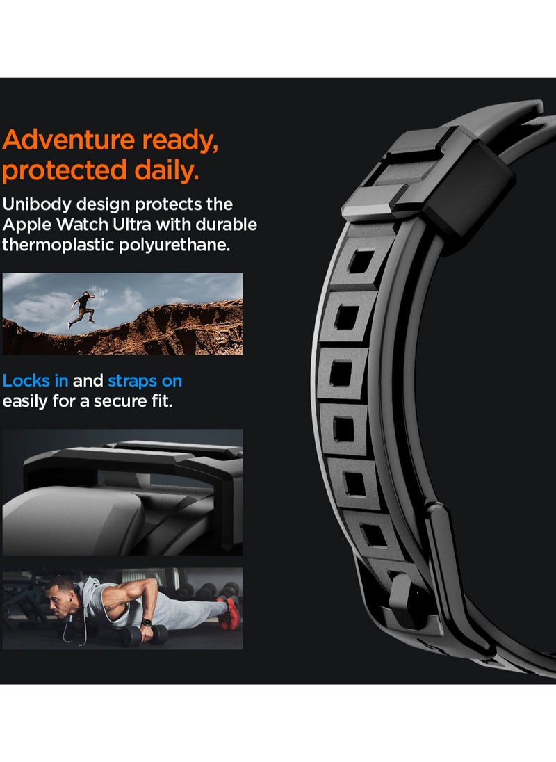 Spigen - Rugged Armor Pro for Apple Watch Ultra 2 / Ultra 49mm Case Cover with Band - Black - Image 1