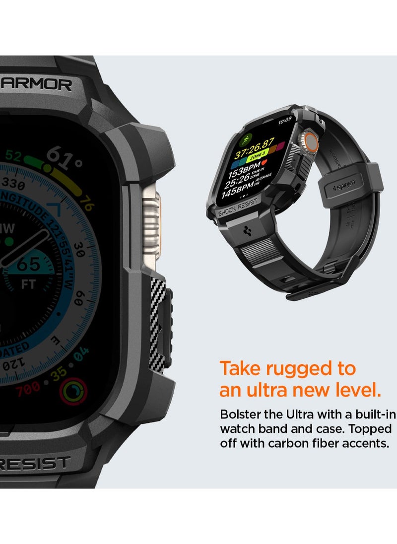 Spigen - Rugged Armor Pro for Apple Watch Ultra 2 / Ultra 49mm Case Cover with Band - Black - Image 1