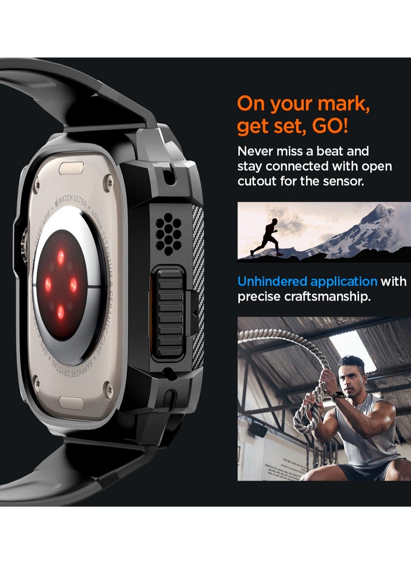 Spigen - Rugged Armor Pro for Apple Watch Ultra 2 / Ultra 49mm Case Cover with Band - Black - Image 1
