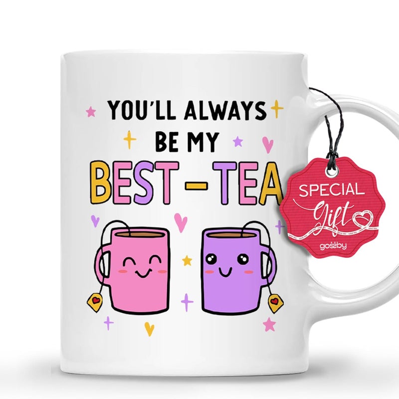 Gossby Friend Coffee Mug  BESTTEA  Gifts for Best Friend Women  Christmas Friendship Gift for Female Friend  Best Friends Birthday Gift  Besties BFF Gifts  11oz White Ceramic Cup