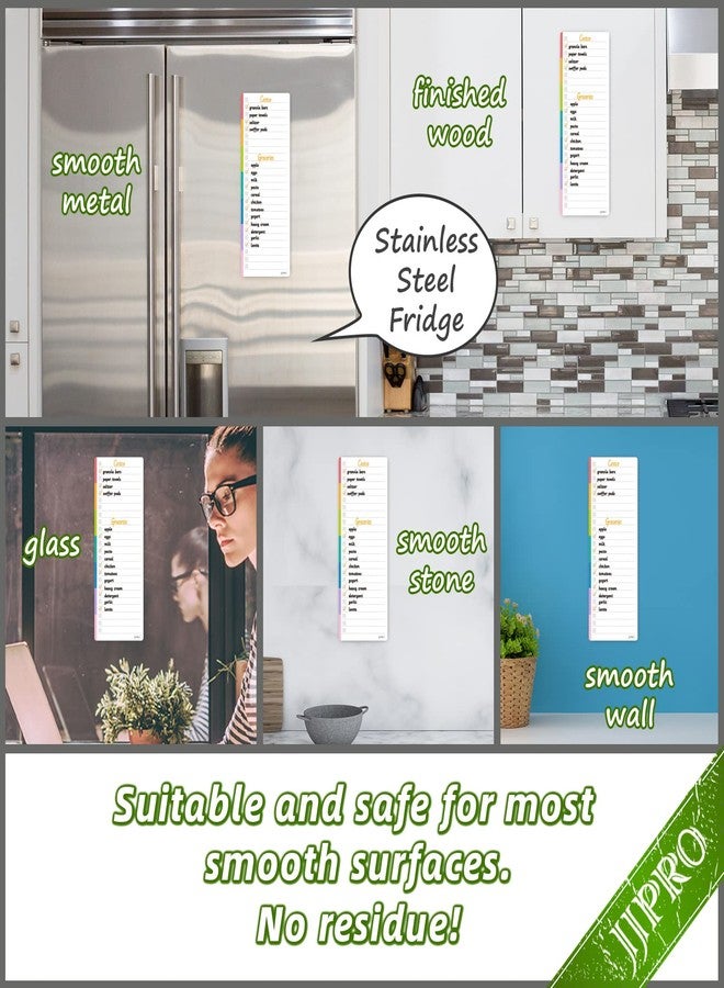 JJPRO Reusable Colorful to-Do List Whiteboard Stickers 4"x 11" 3 Pack for All Smooth Surfaces-Nonmagnetic Planner Sticks to Stainless Steel Fridge,Cabinet,Door and Glass - Image 2