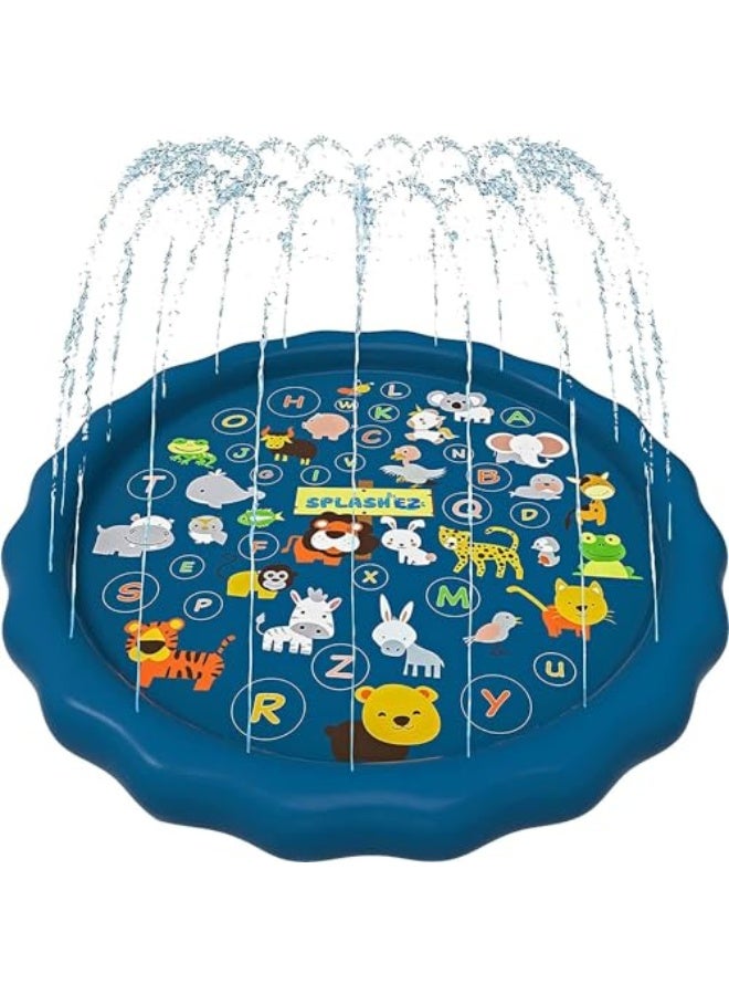 SplashEZ 3in1 Splash Pad Sprinkler for Kids Baby Pool for Learning Toddler Sprinkler Pool 60 Outside Water Toys from A to Z Outdoor Play Mat for Babies Toddlers - Image 1