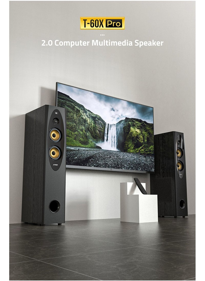 F&D - F&D T-60X Pro Peak Power 240 W Bluetooth Tower Speaker ( Black, 2.0 Channel ) USB \ AUX \ OPTICAL \ TOUCH SCREEN \ REMOTE CONTROL \ MIC WIRELESS - Image 1