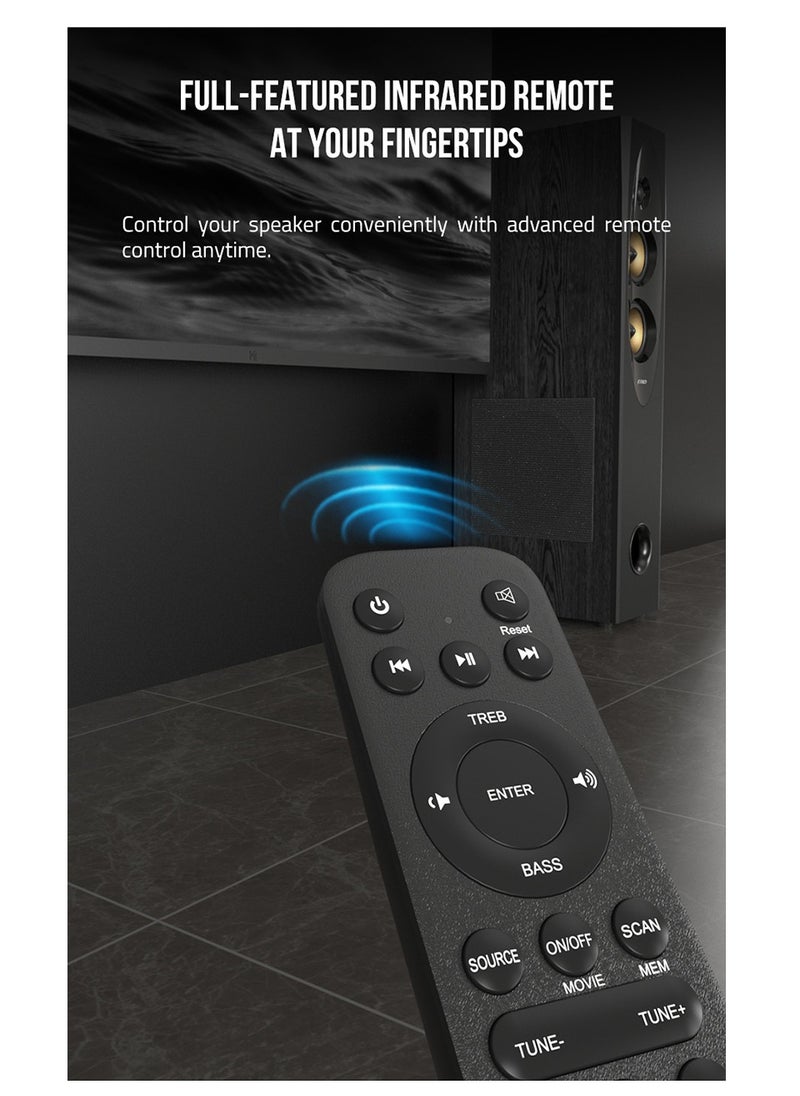 F&D - F&D T-60X Pro Peak Power 240 W Bluetooth Tower Speaker ( Black, 2.0 Channel ) USB \ AUX \ OPTICAL \ TOUCH SCREEN \ REMOTE CONTROL \ MIC WIRELESS - Image 1