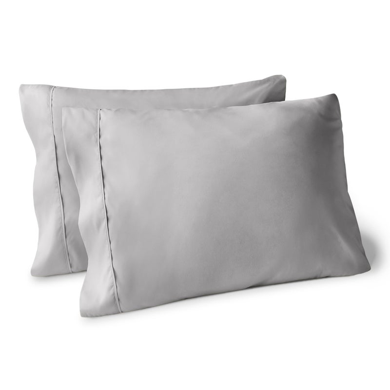 Bare Home Microfiber Pillow Cases - Standard/Queen Size Set of 2 - Cooling Pillowcases - Double Brushed - Light Grey Pillowcases 2 Pack - Easy Care (Standard Pillowcase Set of 2, Light Grey) - Image 1