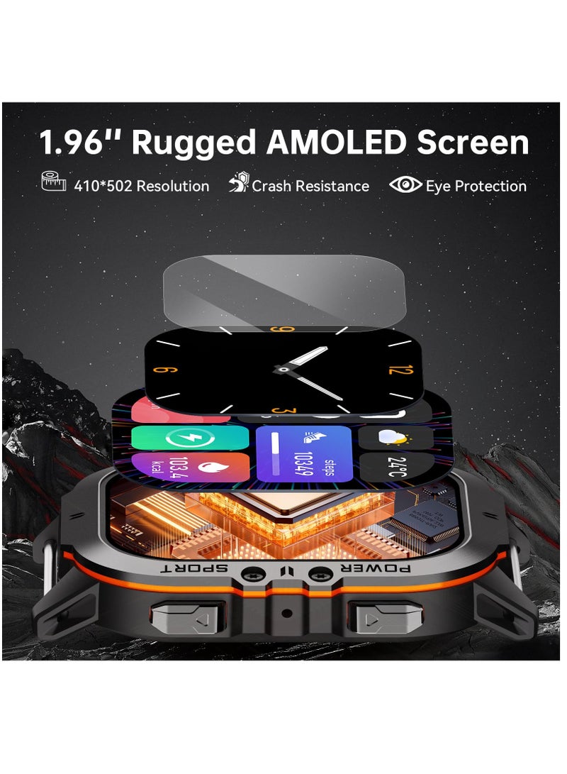 Excefore BT20 Military Smart Watch For Men Women, 50M Waterproof Rugged Fitness Tracker, Bluetooth Call, Voice Assistant, 1.96 Inch Touchscreen, 100+ Sports Modes, 24H Health Monitor, For iOS Or Android  - Image 2