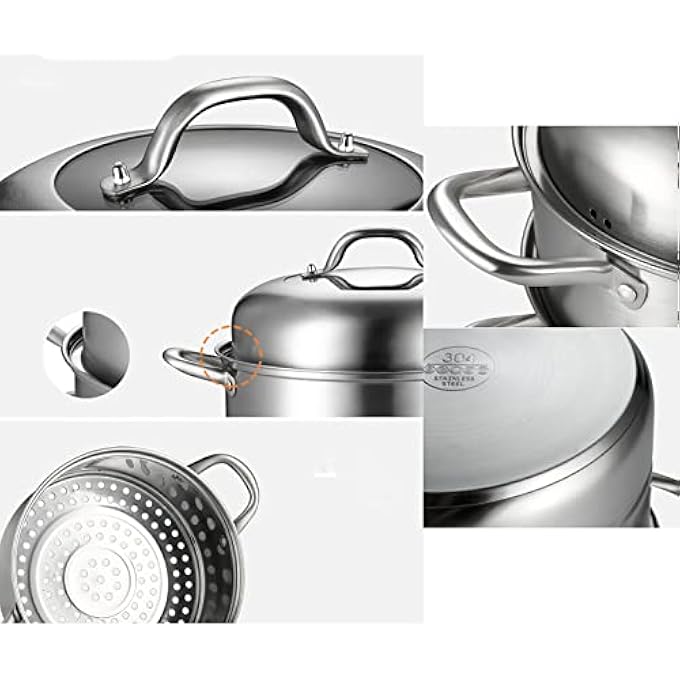 قدر بخار، قدر حساء، فولاذ مقاوم للصدأ بدرجة 304، قاعدة سميكة مركبة من 3 طبقات، مأكولات بحرية مطهوة على البخار، حساء دجاج مطهو على البخار - Image 3