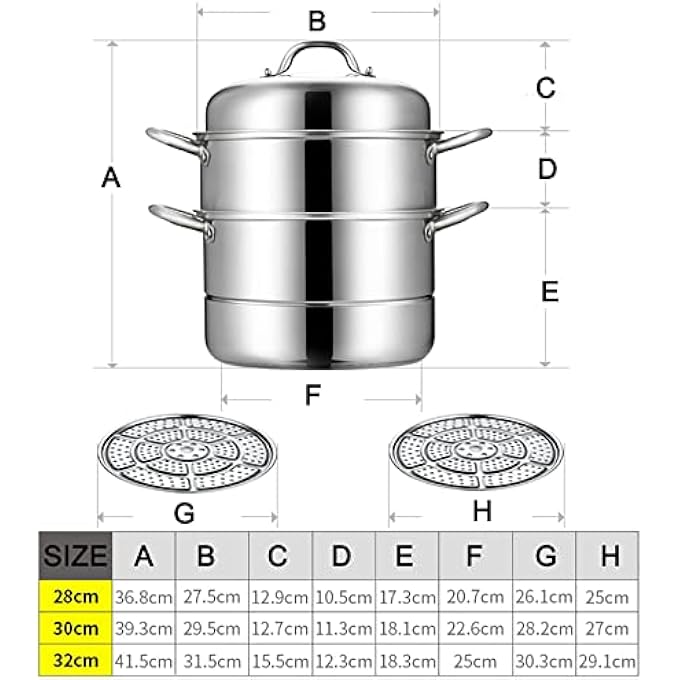 قدر بخار، قدر حساء، فولاذ مقاوم للصدأ بدرجة 304، قاعدة سميكة مركبة من 3 طبقات، مأكولات بحرية مطهوة على البخار، حساء دجاج مطهو على البخار - Image 2