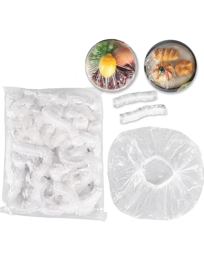 Large Clear Stretch Food Covers with Elastic Edge, 100 Pieces - Image 1