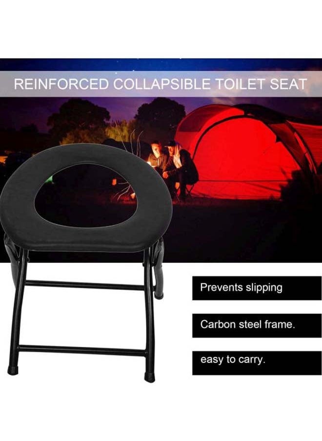 Generic - Portable toilet seat is the perfect choice for camping with carbon steel frame and rubber stoppers to prevent slipping - Image 1
