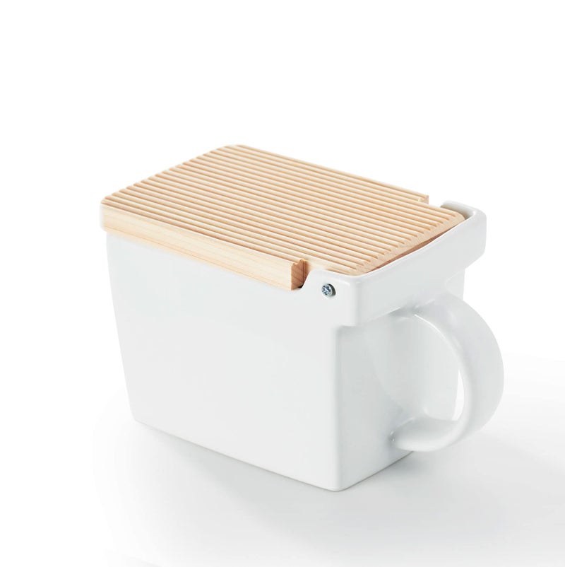 ZERO JAPAN(ã‚¼ãƒ­ã‚¸ãƒ£ãƒ‘ãƒ³) Zero Japan Bee House Premium Salt Box with Hinoki Lid - Container for Sea Salt and Spices - Elegant Cellar for Kitchen Countertop - White, 16 oz - Image 2