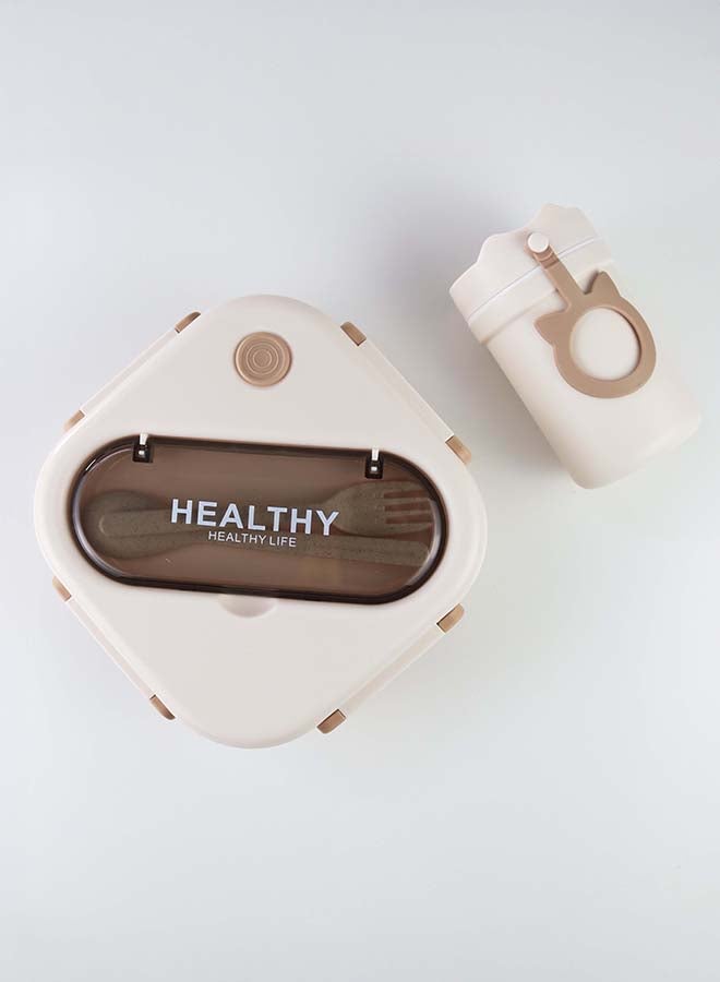 توشيونيكس مجموعة صندوق غداء بينتو بلاستيكي محمول بسعة 1300 لتر مع كوب حساء سعة 330 مل وشوكة وفتحة أدوات مائدة مدمجة على الغطاء، حاوية طعام بثلاثة أقسام - آمنة للاستخدام في الفريزر وغسالة الأطباق والميكروويف، صندوق طعام مانع للتسرب ومحكم الإغلاق مع ثلاثة أقسام، خالٍ من مادة BPA، خفيف الوزن، متين وقابل لإعادة التدوير للبالغين والأطفال - مثالي للاستخدام في المنزل والمكتب والسفر ومراكز الرعاية النهارية ومرحلة ما قبل المدرسة وصندوق غداء العودة إلى المدرسة - 17 × 17 × 6 سم - Image 1