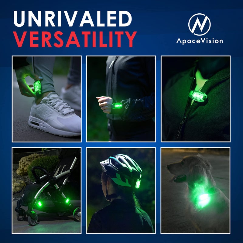 Apace Vision ضوء أمان LED (عبوة 2) - أضواء ستروب/جري قابلة للتثبيت للعدائين، الكلاب، الدراجات، المشي، القوارب، الكاياك، عربات الأطفال والمزيد - ملحقات عالية الوضوح لمعداتك العاكسة، الدراجة - Image 5