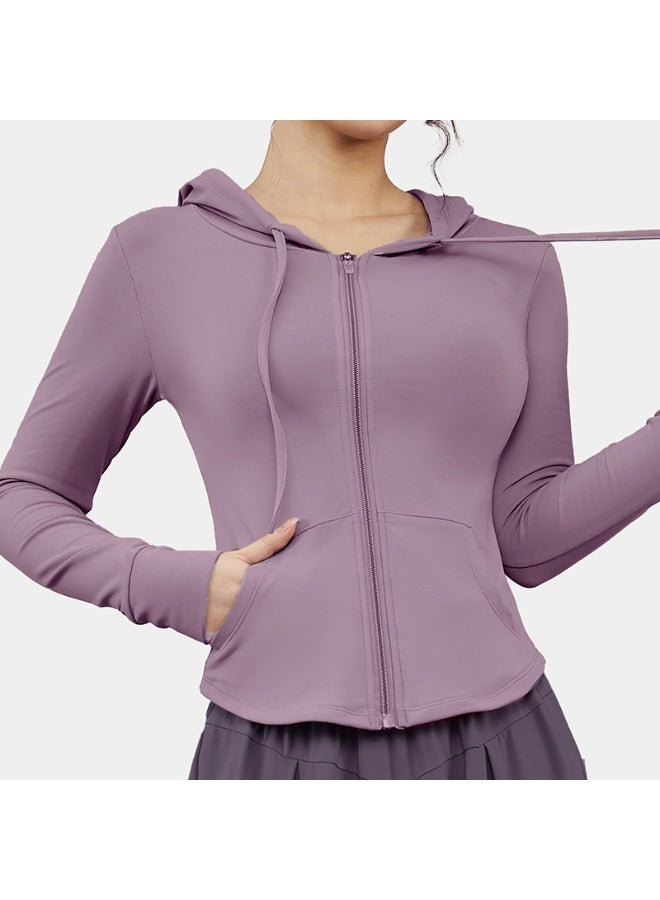 High Elastic Hoodie Yoga Jacket Women Spring Autumn Breathable Comfortable Thin Sport Coats Outdoor Running Cycling Fitness Top - Image 1