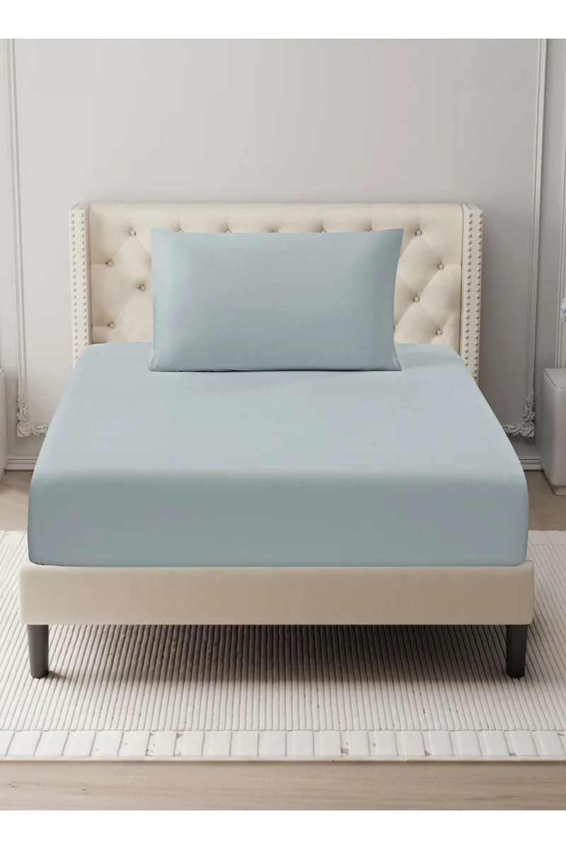 Donetella Bedding Fitted Sheet - Fits 120x200 Cm For Single Bed - 2 Pcs (1 Fitted Sheet and 2 Pillowcases) - 35 Cm Deep Pocket - Solid Bed Sheet