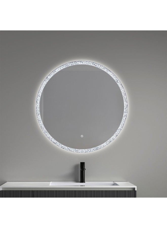 DANUBE HOME مرآة ميلانو بلس LED - مرآة حمام عصرية مع أضواء LED مدمجة، مضادة للضباب، مستشعر لمس، تصميم أنيق، موفرة للطاقة، مرآة أنيقة للاستخدام المنزلي والتجاري 800 مم - Image 1