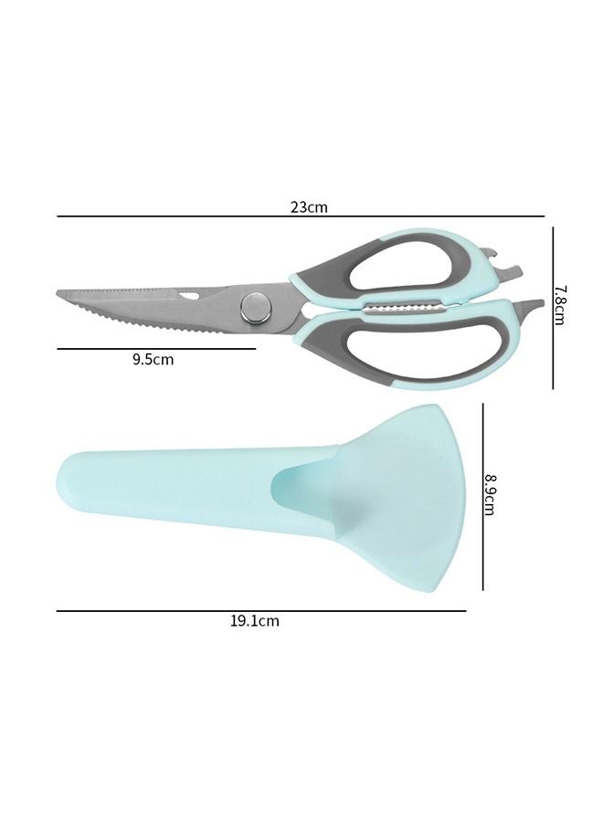 Multipurpose Kitchen Shears Kitchen Scissors, Sturdy Stainless Steel Heavy Duty Scissors with Sheath, Food Scissors for Meats Vegetables Herbs BBQ Chicken (Blue) - Image 2