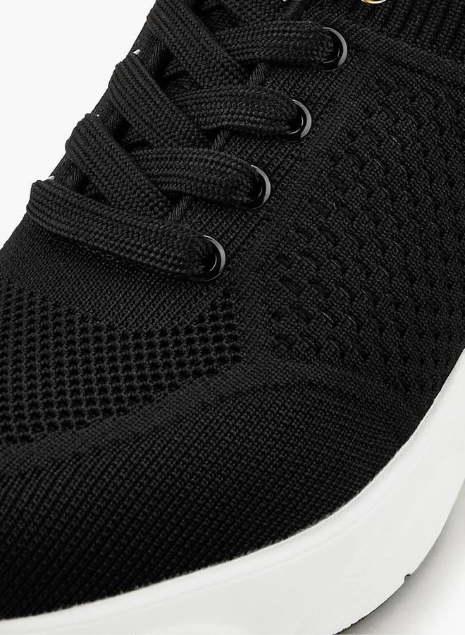 Flora Bella By Shoexpress BLACK Flora Bella Monogram Print Lace-Up Sneakers for Women | Best Price UAE