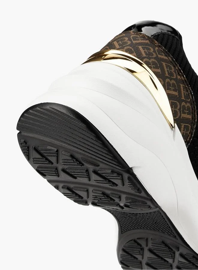 Flora Bella By Shoexpress BLACK Flora Bella Monogram Print Lace-Up Sneakers for Women | Best Price UAE
