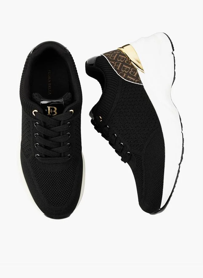 Flora Bella By Shoexpress BLACK Flora Bella Monogram Print Lace-Up Sneakers for Women | Best Price UAE