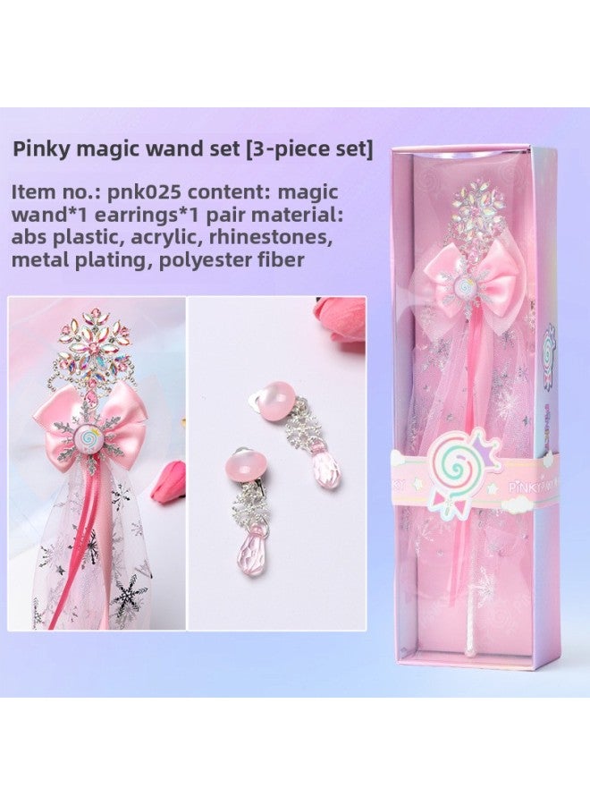 Children's Magic Wand Earrings Set Fairy Magic Wand Princess Girl's Birthday Gift Play Toy-Color:PNK025  - Image 1