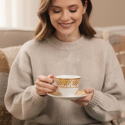UPC U.P.C. Toughened Glass Cup with Saucer Set of 12 Pcs (Cup white-36) - Image 3