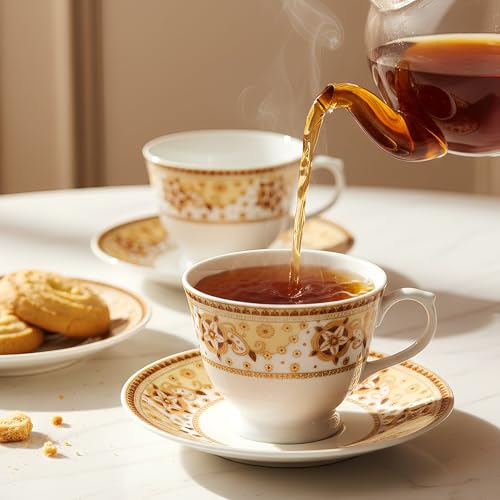 UPC U.P.C. Toughened Glass Cup with Saucer Set of 12 Pcs (Cup white-36) - Image 2
