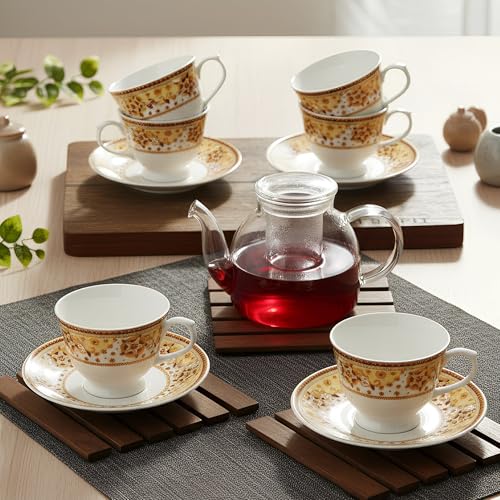 UPC U.P.C. Toughened Glass Cup with Saucer Set of 12 Pcs (Cup white-36) - Image 4