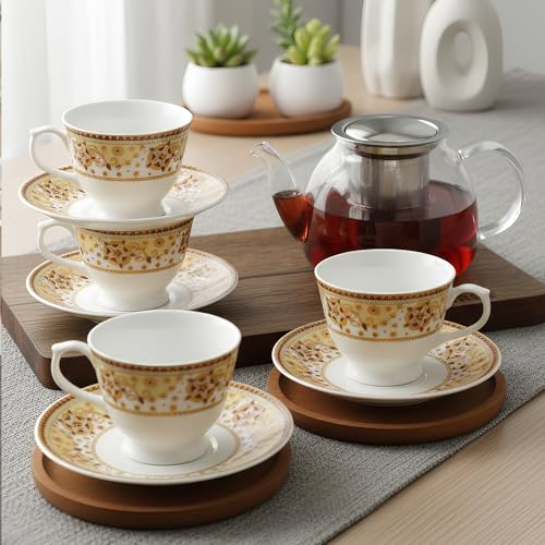 UPC U.P.C. Toughened Glass Cup with Saucer Set of 12 Pcs (Cup white-36) - Image 1