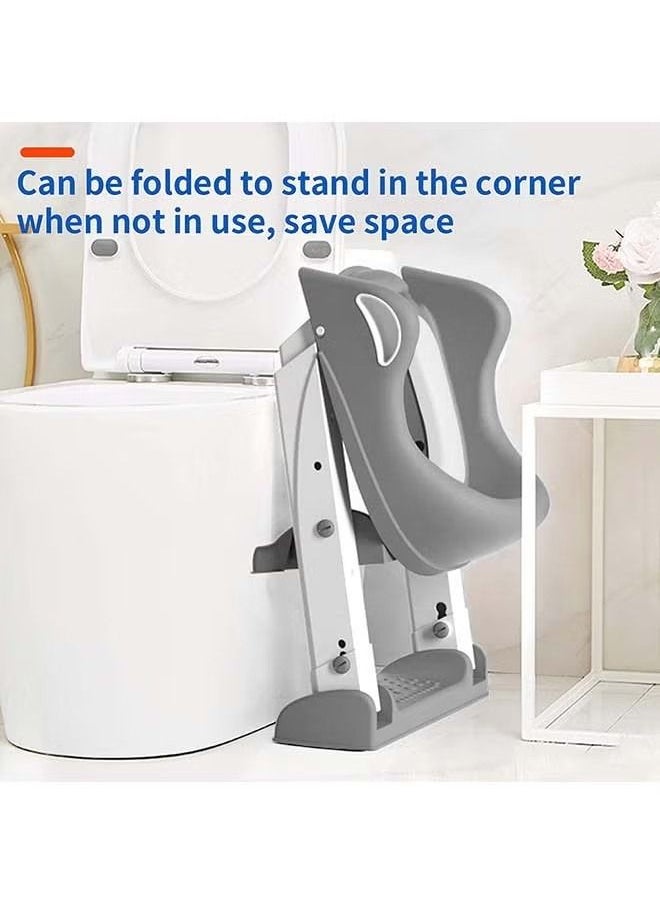 Potty Training Seat Toddler Toilet Seat Step Stool Ladder Potty Toilet Seat For Baby Kids Boys Girls Potty Seat Potty Chair- Grey
