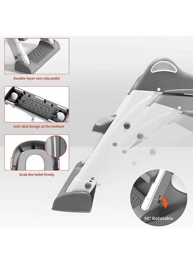Potty Training Seat Toddler Toilet Seat Step Stool Ladder Potty Toilet Seat For Baby Kids Boys Girls Potty Seat Potty Chair- Grey