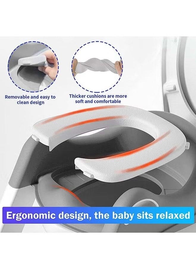 Potty Training Seat Toddler Toilet Seat Step Stool Ladder Potty Toilet Seat For Baby Kids Boys Girls Potty Seat Potty Chair- Grey