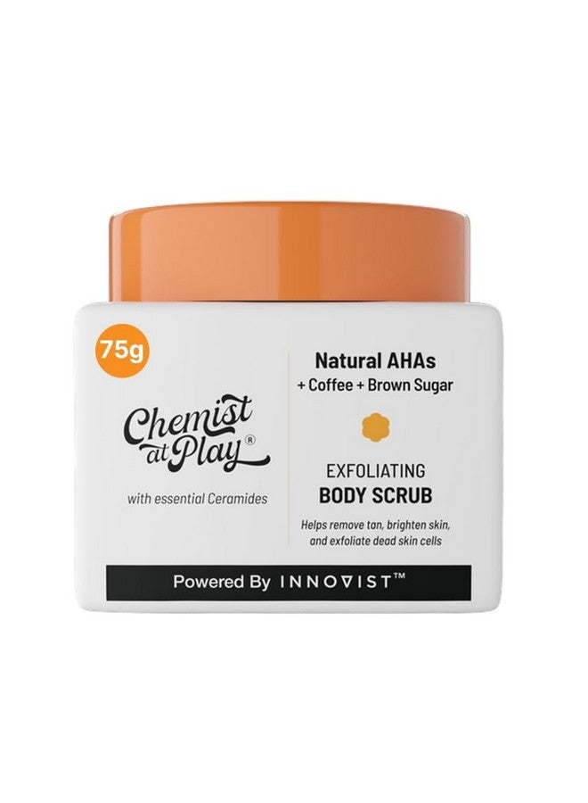 كيميست_أت_بلاي مقشر للجسم لإزالة السُمرة وخلايا الجلد الميتة | البشرة الخشنة والمتشققة، البشرة المدبوغة والمصطبغة | لبشرة ناعمة ولينة ومشرقة | أحماض ألفا هيدروكسي الطبيعية | قهوة | للرجال والنساء | 75 جرام - Image 1