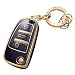 Gematay for Audi Key Fob Cover with Keychain Key Shell Cover Compatible with Audi A1 A3 Q3 Q7 R8 A6L TT Smart Key Fob Black - Image 2