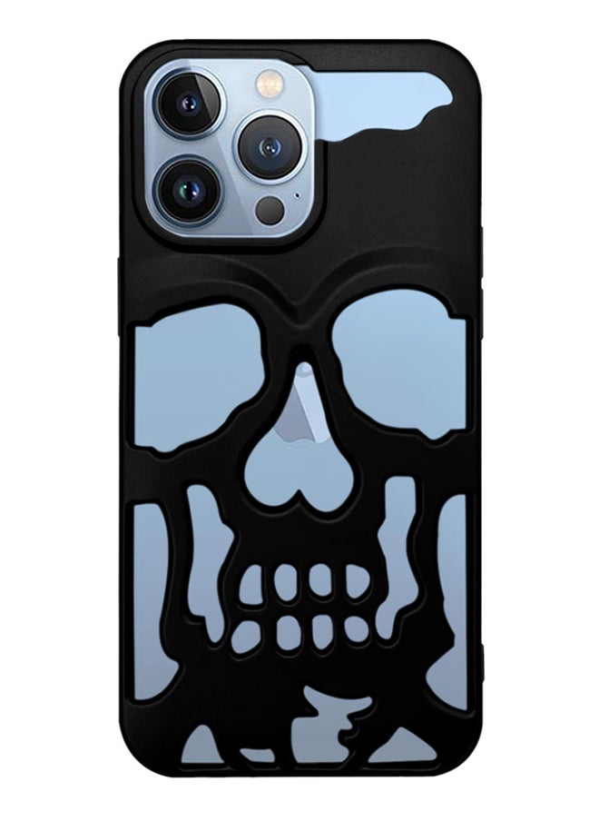 CATANES iPhone 13 Pro Max Case 3D Hollow Skull Breathable Phone Case Luxury Plating Colorful Matte Shockproof Cover Ultra Thin Full Surround Anti-Fall Case Black  - Image 1