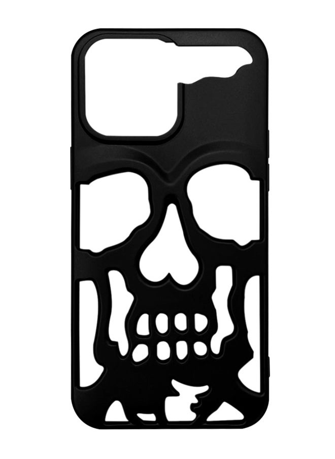 CATANES iPhone 13 Pro Max Case 3D Hollow Skull Breathable Phone Case Luxury Plating Colorful Matte Shockproof Cover Ultra Thin Full Surround Anti-Fall Case Black  - Image 3