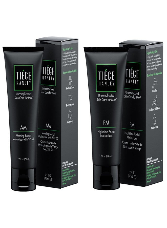 Tiege Hanley Mens Face Moisturizers, Morning Daytime Facial Moisturizer with SPF 20 (2.5 oz and Night Time Facial Moisturizer - Anti-Aging Night Time Wrinkle Cream for Men with Sensitive Skin (2 oz - Image 1