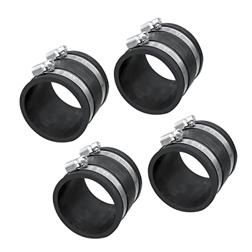POWERTEC 70148-P4 2-1/2 Inch Dust Control Flex Cuff with Steel Hose Clamps, Hose Connector Rubber Cuff Coupler for Woodworking Dust Collection Fittings, Dust Collector Accessories & Machinery, 4 pack - Image 1