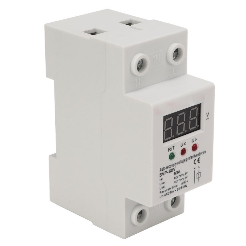 Auto Recovery Voltage Protective Device 230V AC Fast 60s Recovery - Flame Retardant ABS Shell Digital Display Voltmeter for Home Appliance Protection - Image 3