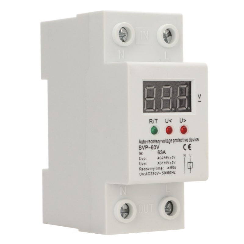 Auto Recovery Voltage Protective Device 230V AC Fast 60s Recovery - Flame Retardant ABS Shell Digital Display Voltmeter for Home Appliance Protection - Image 4