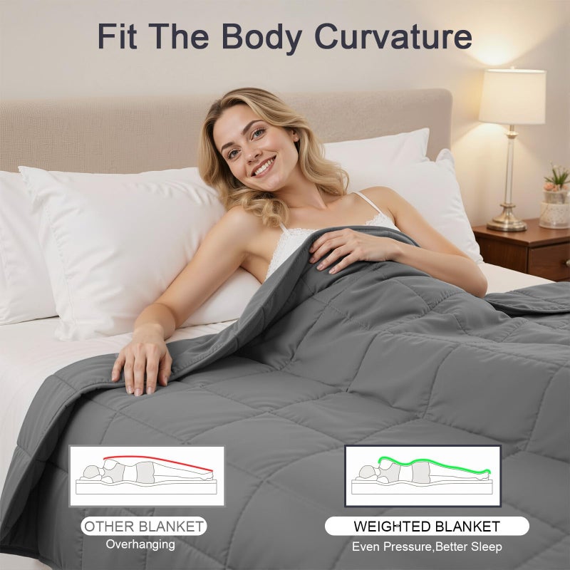 XVCAS Weighted Blanket 15lbs 48"x72", Cooling Heavy Throw for 160-220lbs Persons, Premium Glass Beads & Soft Breathable Fabric for All-Season Sleeping Comfort - Image 4