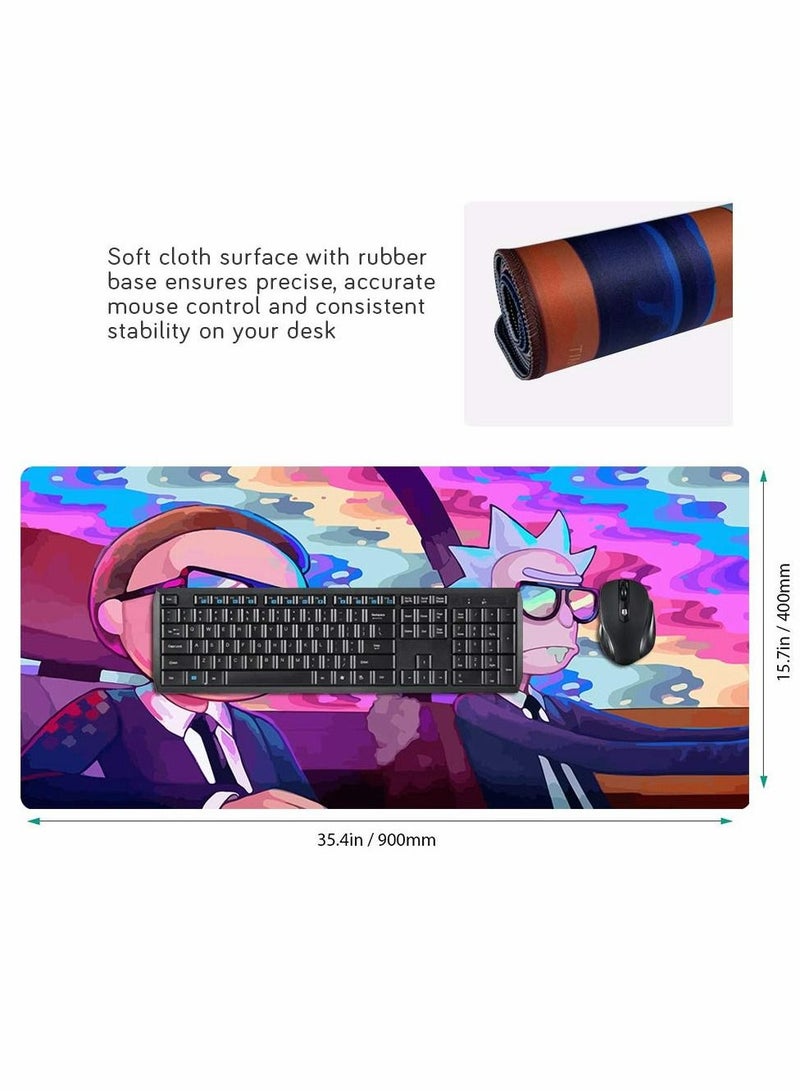 Large Gaming Mouse Pad with Stitched Edges, Extended Mousepad Superior Micro-Weave Cloth, Non Slip Base, Water Resist Keyboard Pad, Desk Mat for Gamer, Office Home(90x40cm) - Image 2