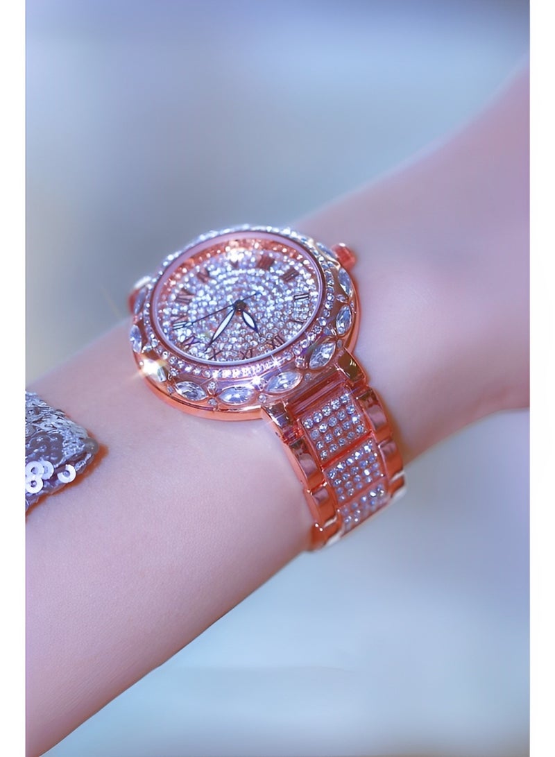 REOCLE Women's Quartz Watches Fashion Elegant Watches with Roman Numeral Dial & Diamond Watch Strap Waterproof Dress Wrist Watches for Ladies as Gifts  - Image 3