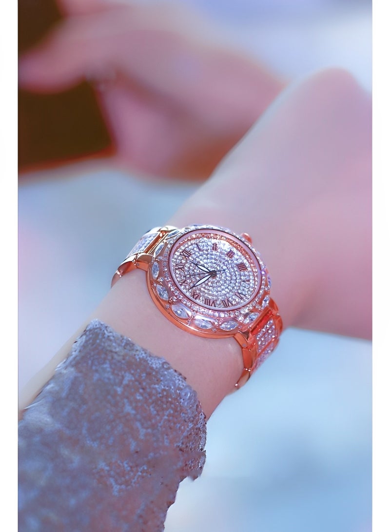 REOCLE Women's Quartz Watches Fashion Elegant Watches with Roman Numeral Dial & Diamond Watch Strap Waterproof Dress Wrist Watches for Ladies as Gifts  - Image 4