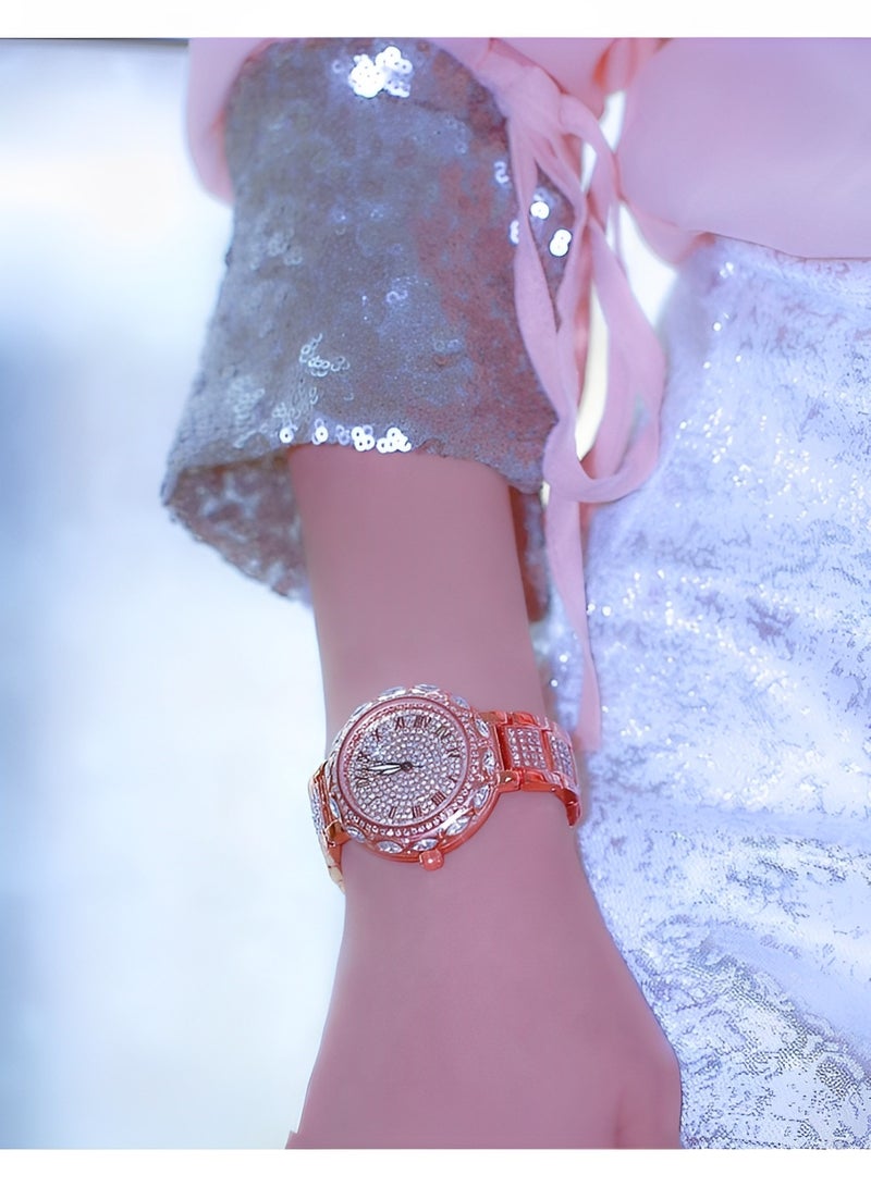 REOCLE Women's Quartz Watches Fashion Elegant Watches with Roman Numeral Dial & Diamond Watch Strap Waterproof Dress Wrist Watches for Ladies as Gifts  - Image 2