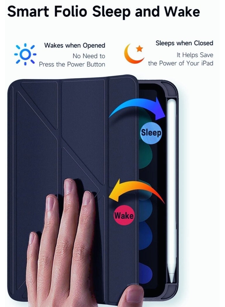 Gloryful iPad Pro 11 Inch 2024 M4 with Pencil Holder Clear Back Slim Tri-fold Folio Stand Tablet Cover for iPad Pro 11” 2024 5th Generation Auto Sleep/Wake up (Navy Blue) - Image 2