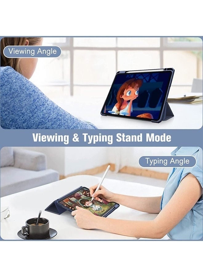 Gloryful iPad Pro 11 Inch 2024 M4 with Pencil Holder Clear Back Slim Tri-fold Folio Stand Tablet Cover for iPad Pro 11” 2024 5th Generation Auto Sleep/Wake up (Navy Blue) - Image 4