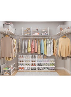 MIXDE Large 12 Pack Shoe Storage Box Clear Plastic Stackable Shoe Organizer for Closet Space Saving Foldable Shoe Rack Sneaker Container Bin Holder  - Image 2